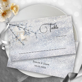 Tarjeta De Mesa Sparkling Snow Lantern Winter Wedding Place Card