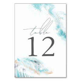 Tarjeta De Mesa Splashing Blue Waves Coastal Wedding
