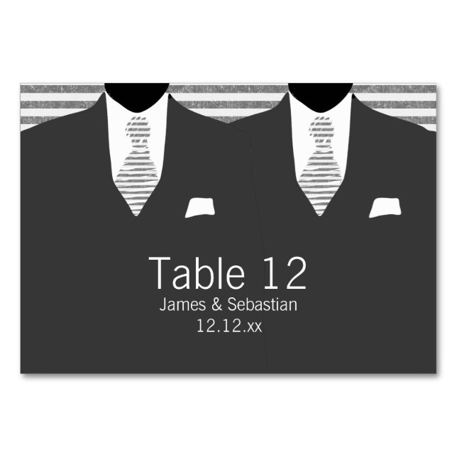 Tarjeta De Mesa Sr. Gray Suit y Boda de Tie Gay (Anverso)