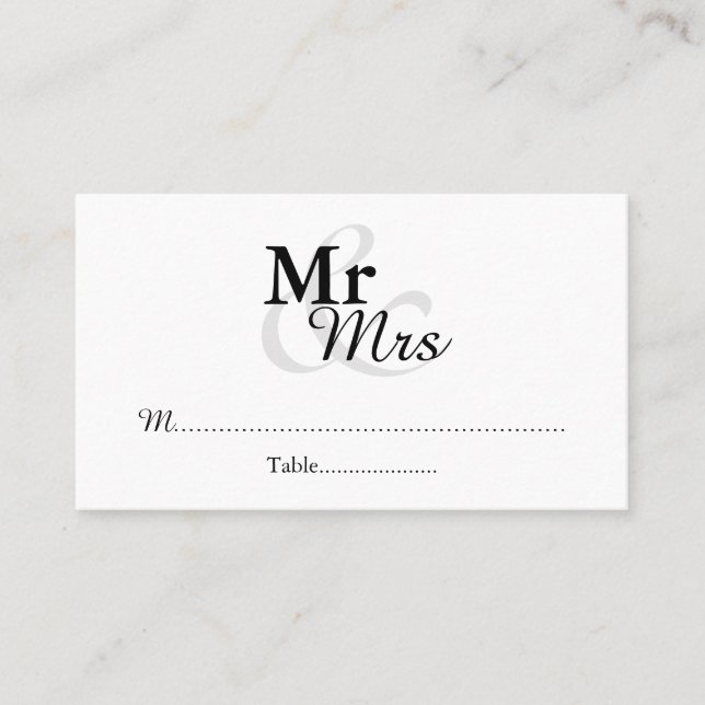 Tarjeta De Mesa Sr.&Mrs. Simple Elegant Wedding (Anverso)