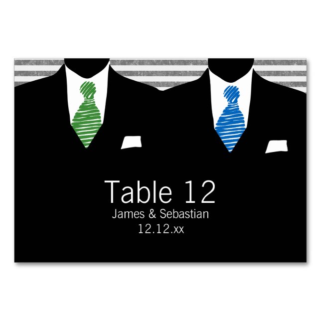 Tarjeta De Mesa Sr. Suit y Boda de Tie Gay (Anverso)