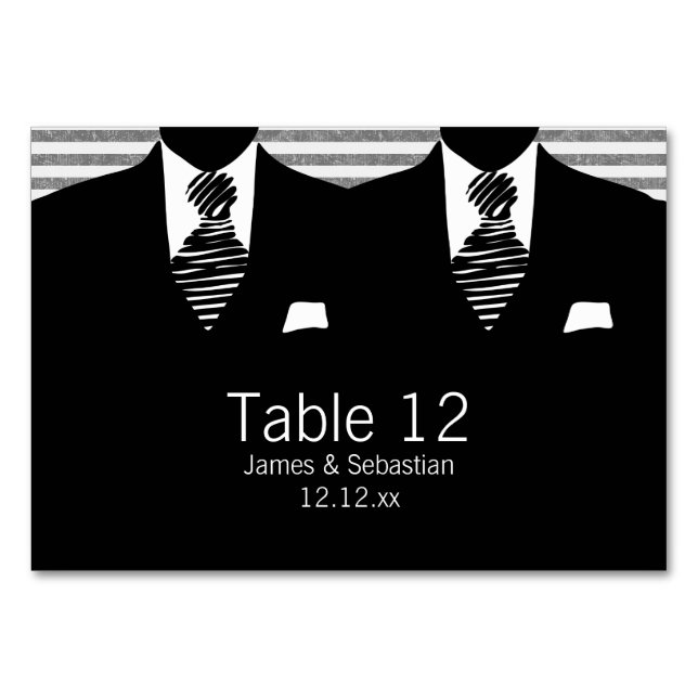 Tarjeta De Mesa Sr. Suit y Boda de Tie Gay (Anverso)