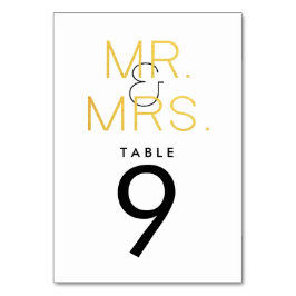 Tarjeta De Mesa Sr. y la mesa de Bodas de tipografía elegante Gold
