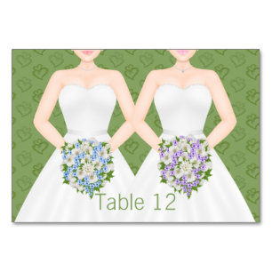 Tarjeta De Mesa Sra. y Sra. Two Brides Boda Lesbiana