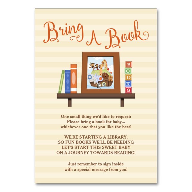 Tarjeta De Mesa SS Noah / Baby Shower de Noah's Ark Bring-a-Book (Anverso)