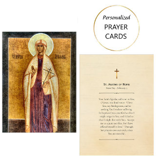 Tarjeta De Mesa St. Agatha of Rome Orthodox Christian Prayer Card 