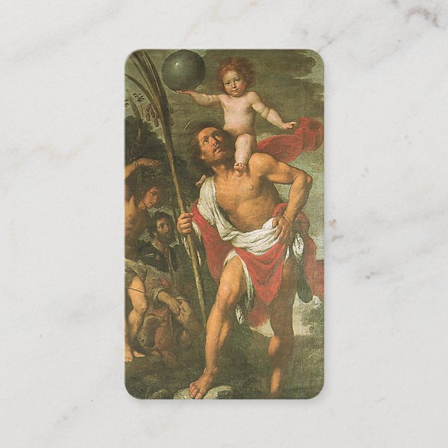 Tarjeta De Mesa St. Christopher Jesus Oración religiosa católica (Anverso)