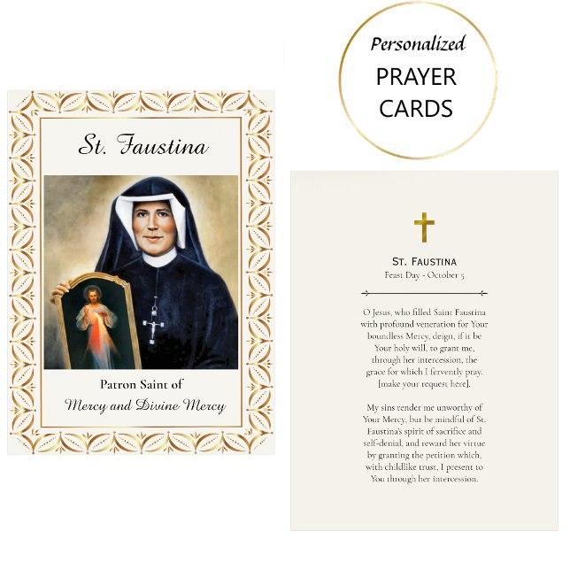 Tarjeta De Mesa St. Faustina Roman Catholic Prayer Card (Subido por el creador)