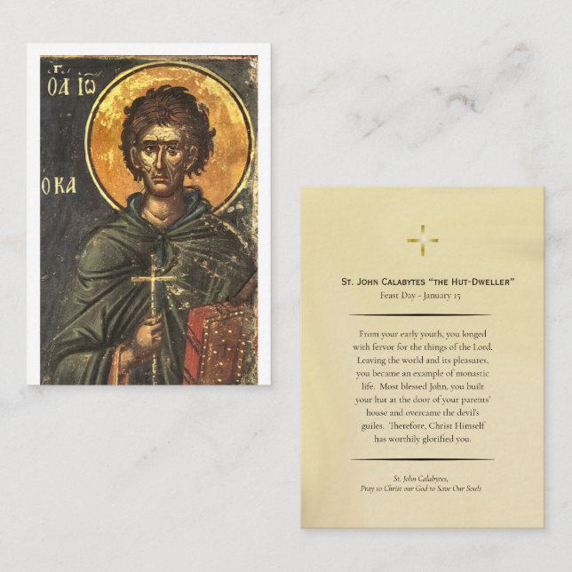 Tarjeta De Mesa St. John Calabytes Orthodox Christian Prayer Card  (Anverso / Reverso)