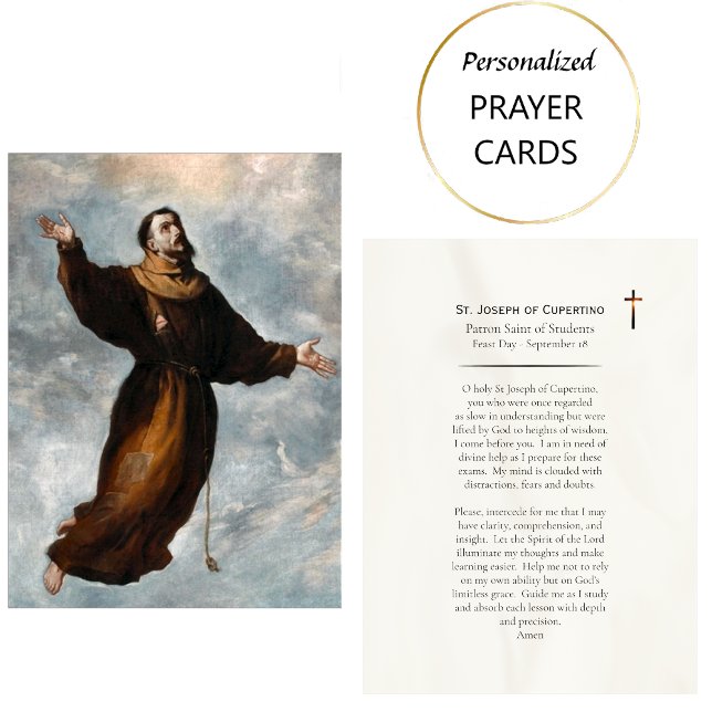 Tarjeta De Mesa St. Joseph of Cupertino Catholic Prayer Card       (Subido por el creador)