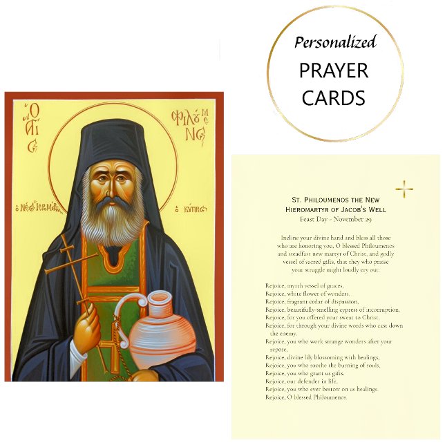 Tarjeta De Mesa St. Philoumenos the New  Hieromartyr Prayer Card (Subido por el creador)