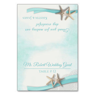 Tarjeta de mesa Starfish and Ribbon Place