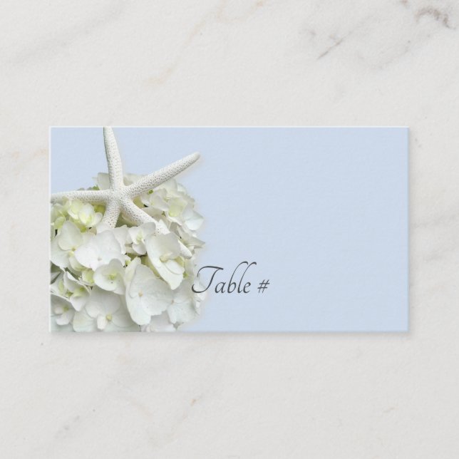 Tarjeta De Mesa Starfish Hydrangea Blue Table Number Place Card (Anverso)