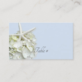 Tarjeta De Mesa Starfish Hydrangea Blue Table Number Place Card