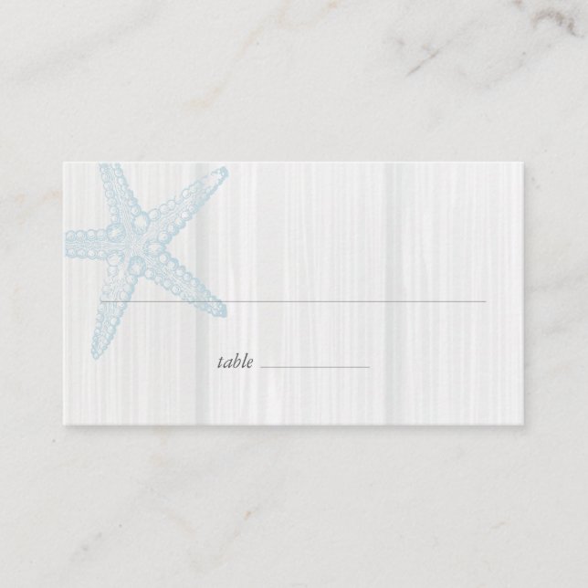 Tarjeta De Mesa Starfish Rustic Beach Wood Blue Gray (Anverso)