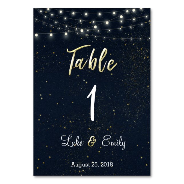 Tarjeta De Mesa Starry Night Boda (Anverso)