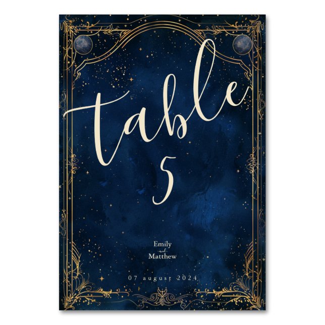 Tarjeta De Mesa Starry Night Romance Boda (Anverso)