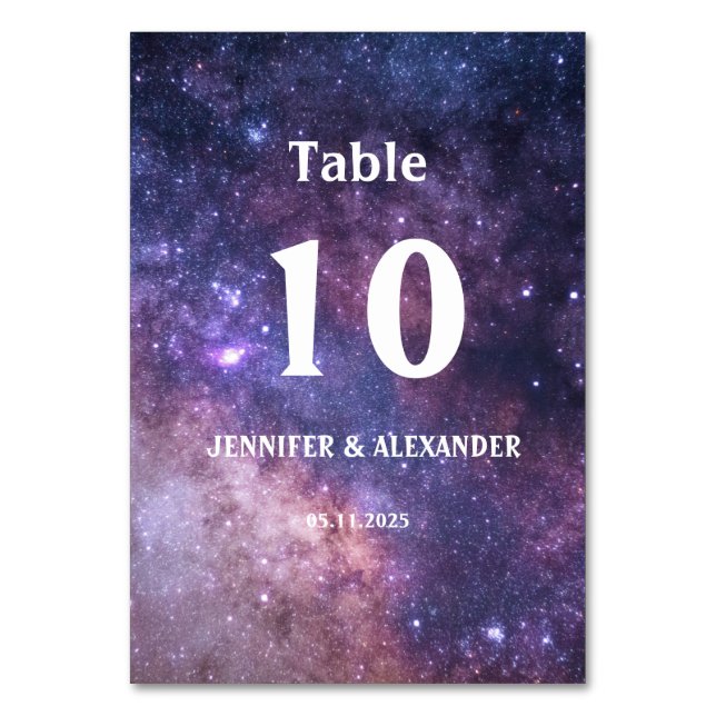 Tarjeta De Mesa Starry Night Sky Galaxy Stars Boda moderno (Anverso)