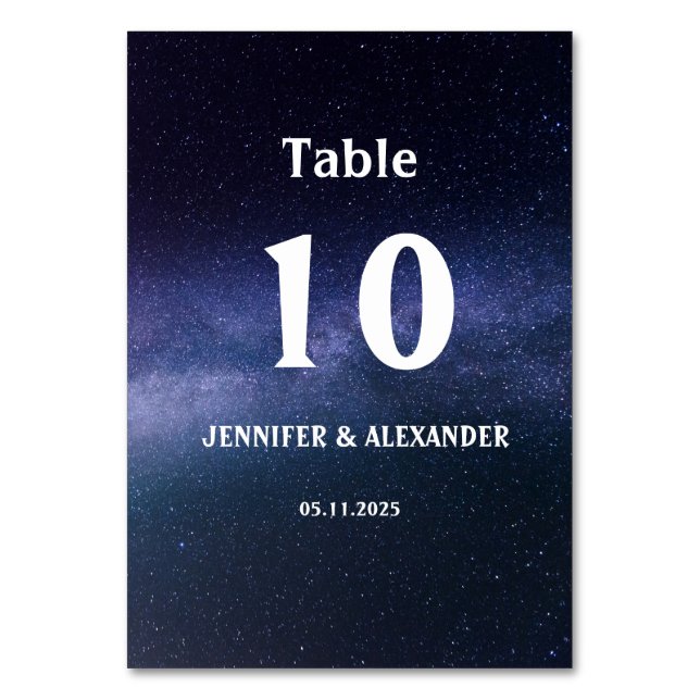 Tarjeta De Mesa Starry Night Sky Galaxy Stars Cosmos Boda (Anverso)