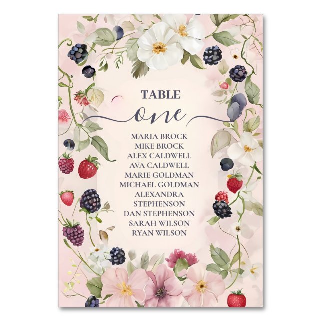 Tarjeta De Mesa Strawberry Bow Bridal Shower (Anverso)