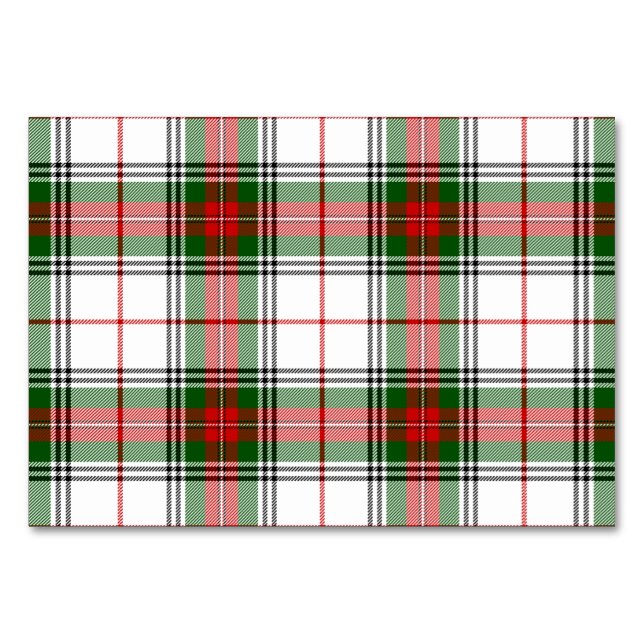 Tarjeta De Mesa Stuart / Stewart tartan blanco rojo platillo verde (Anverso)