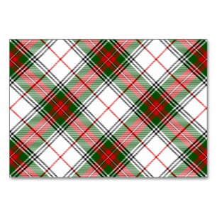 Tarjeta De Mesa Stuart / Stewart tartan blanco rojo platillo verde