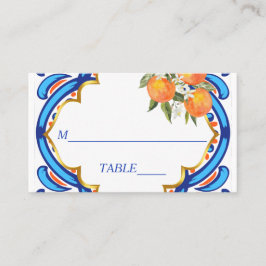 Tarjeta De Mesa Su principal naranja de apretón azul ducha de novi