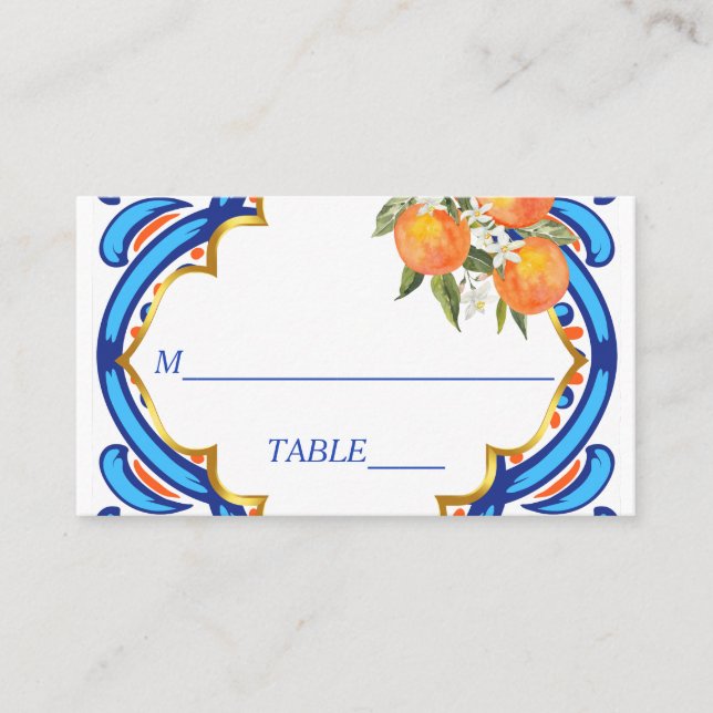 Tarjeta De Mesa Su principal naranja de apretón azul ducha de novi (Anverso)