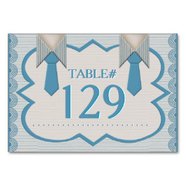 Tarjeta De Mesa Su y Su Cuadro de Oxford Azul a Rayas