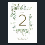 Tarjeta De Mesa Subcolor de agua eucalipto número de tabla boda<br><div class="desc">follaje eucalipto acuarela y marco geométrico.</div>