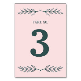 Tarjeta De Mesa Subtle Grace Blush & Slate Gray Floral Wedding