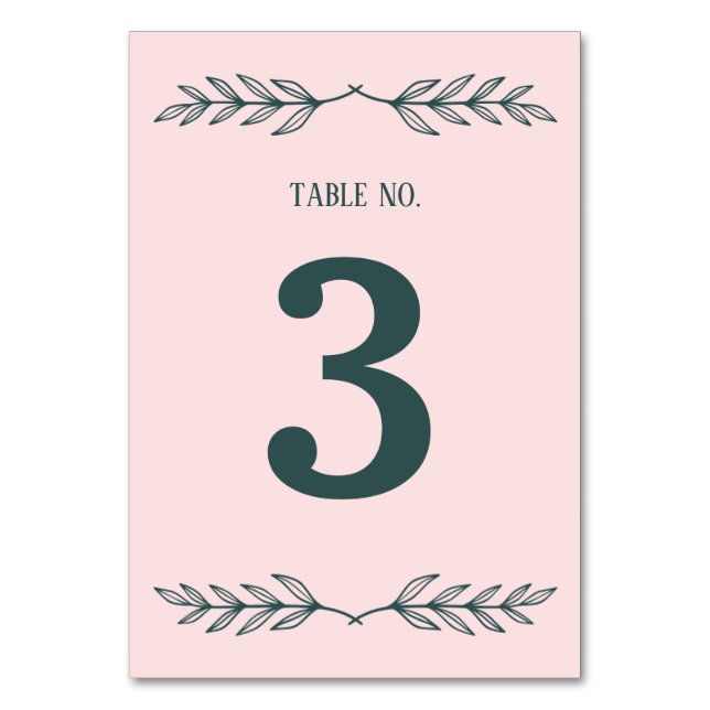 Tarjeta De Mesa Subtle Grace Blush & Slate Gray Floral Wedding (Anverso)