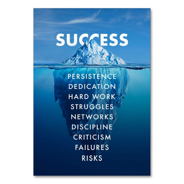 Tarjeta De Mesa Success Iceberg Hard Work (Anverso)
