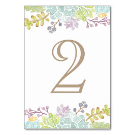 Tarjeta De Mesa Suculenta acuarela de Bouquet | Número de tabla