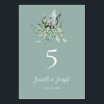 Tarjeta De Mesa Suculenta vegetación | Número de tabla verde de sa<br><div class="desc">Esta vegetación suculenta | el número de la mesa verde sabio es perfecto para tu boda floral tropical boho sage. El diseño se caracteriza por sus modernas acuarelas: eucaliptos verde claro, helechos delicados y suculentas variedades clásicas, que le confieren al diseño un ambiente de jardín secreto, sobrio y elegante, perfecto...</div>