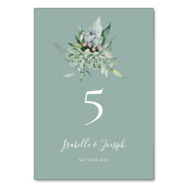 Tarjeta De Mesa Suculenta vegetación | Número de tabla verde de sa