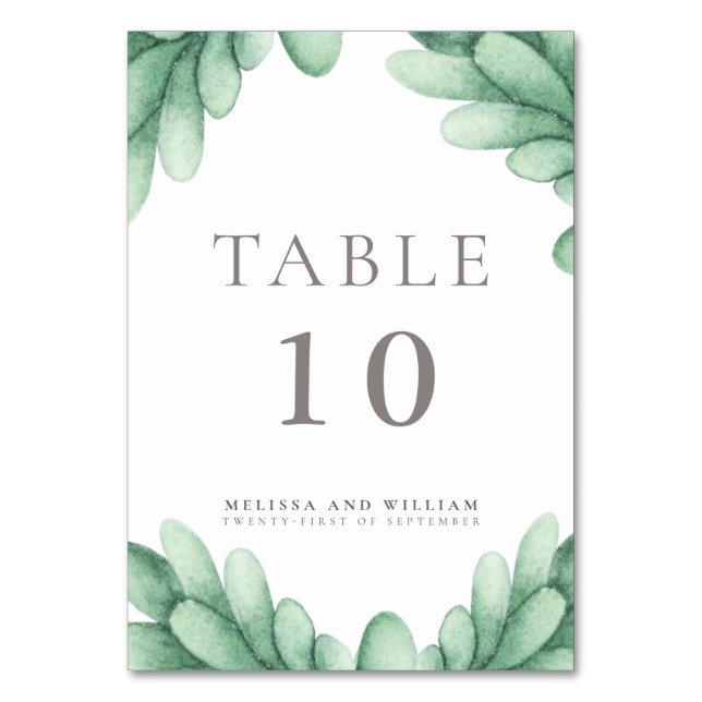 Tarjeta De Mesa Suculento Boda (Anverso)