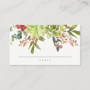 Tarjeta De Mesa Suculento Cactus Boda Floral de color Rojo
