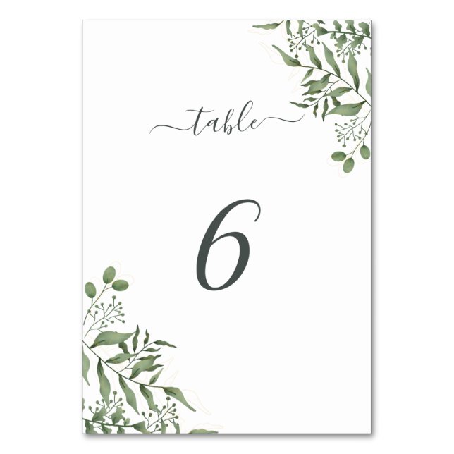 Tarjeta De Mesa Suculento presupuesto Eucalyptus deja Boda (Anverso)