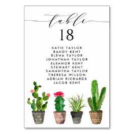 Tarjeta De Mesa Suculentos y asientos Bodas de Cactus