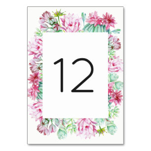 Tarjeta De Mesa Sucultores de flores de cactus rosadas Número de t