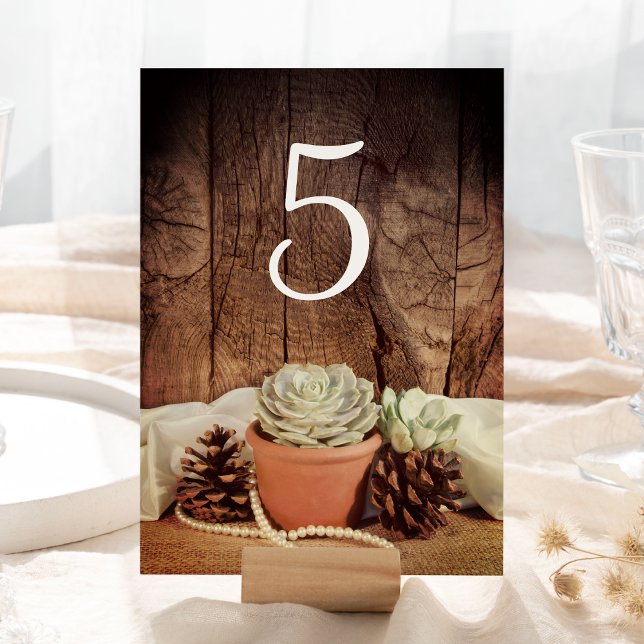 Tarjeta De Mesa Sucultores Rústicos Números de tabla de Boda de ma (Subido por el creador)