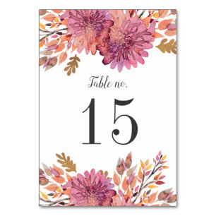 Tarjeta De Mesa Sueño de otoño   Número de Boda