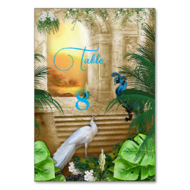 Tarjeta De Mesa Sueños Bodas del templo real del pavo real de oro