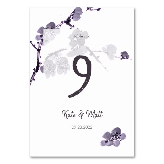 Tarjeta De Mesa Sumie de ciruela (Reverso)