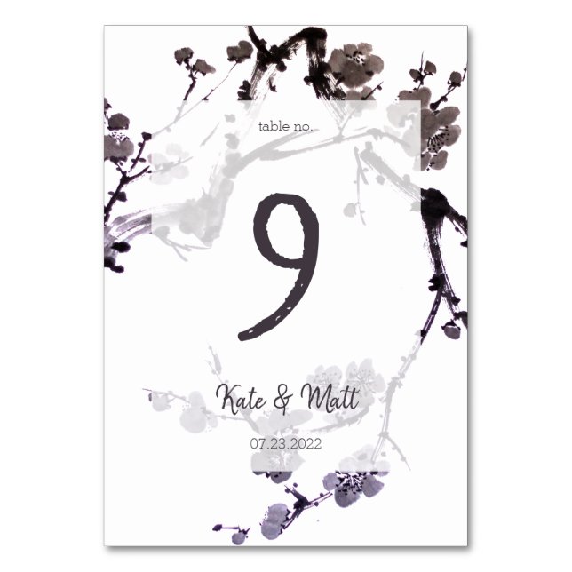 Tarjeta De Mesa Sumie de ciruela (Reverso)