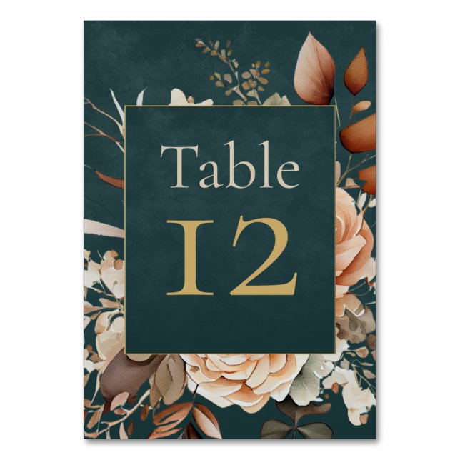 Tarjeta De Mesa Summer Forest Witch Teal Table Number (Anverso)