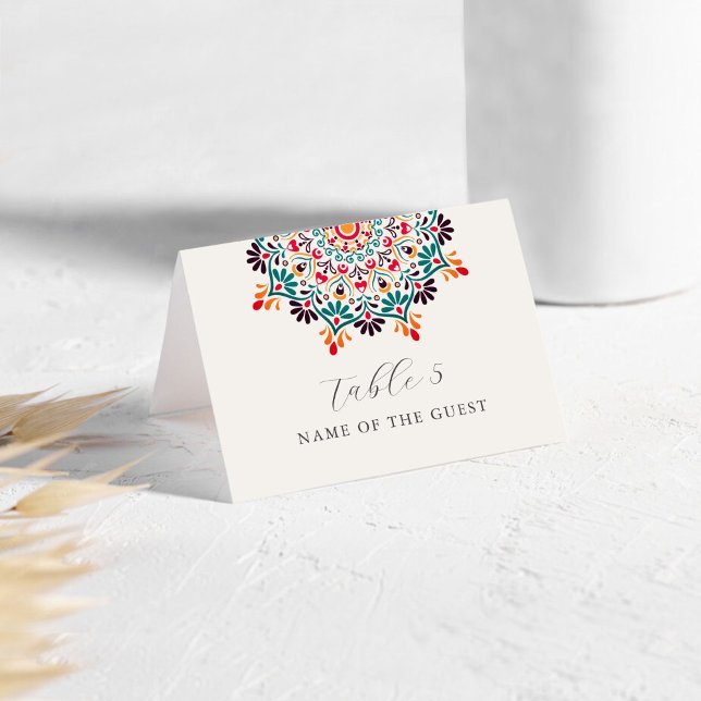 Tarjeta De Mesa Sun Rising Boho Rustic Floral Mandala Place Cards (Subido por el creador)