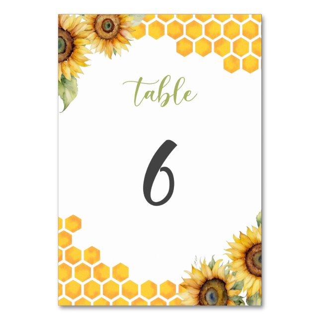 Tarjeta De Mesa Sunflower Bee Honey Baby Shower (Anverso)