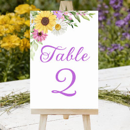 Tarjeta De Mesa Sunflower Daisy Boho Floral Wedding Table Number